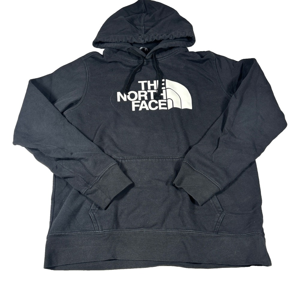 The North Face Black Pullover Hoodie Men's Size Medium Logo Sweatshirt Fleece